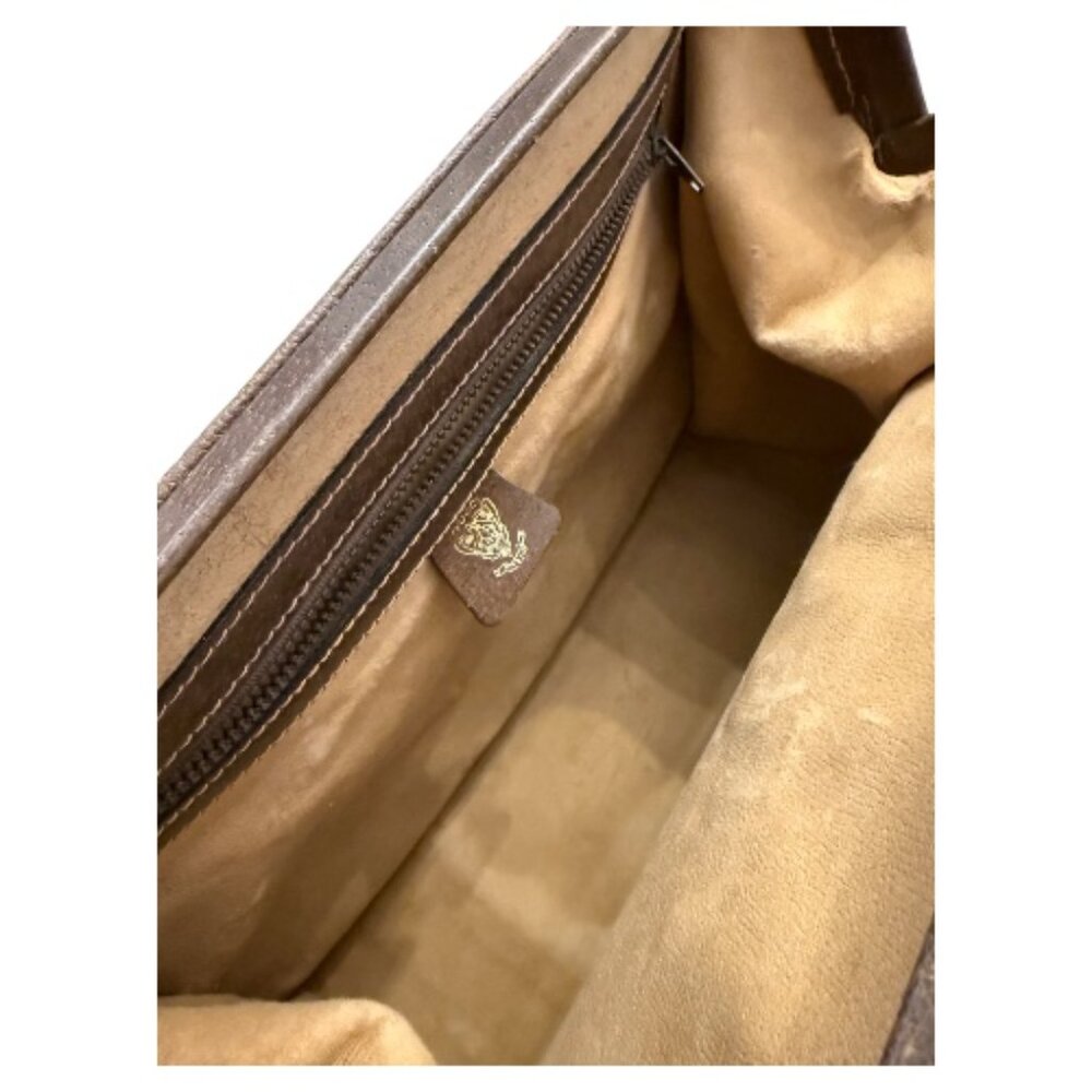 Vintage Gucci Doctor Style Frame Bag | GG Supreme Monogram | Brown Leather - Picture 6 of 9